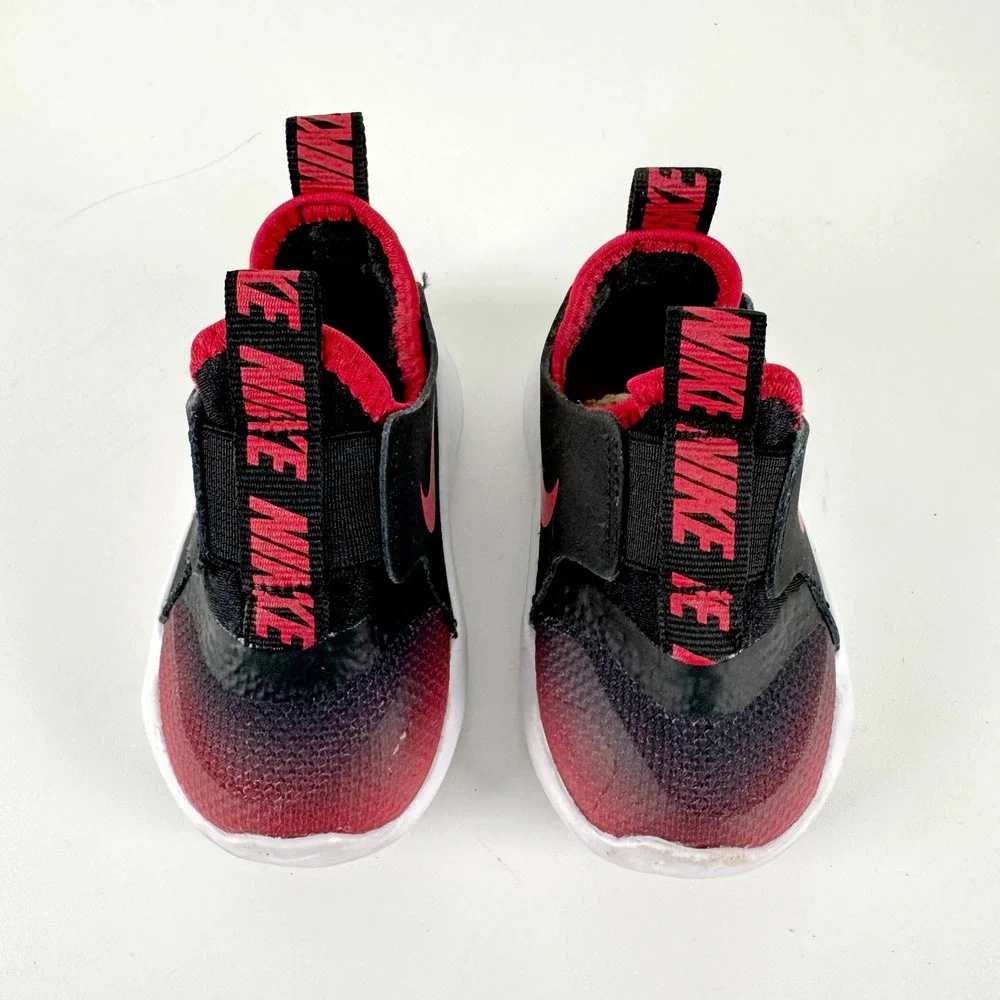 Nike Flex Runner Toddler 3C Black Red Slip‎ On Sneakers Kids Baby Athletic Shoes